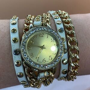 Womens Casual Gold Chain Wrap Watch